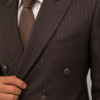 Chocolate Brown Pinstripe Double Breasted Blazer