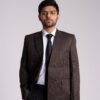 Chocolate Brown Pinstripe Double Breasted Blazer