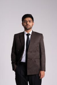 Chocolate Brown Pinstripe Double Breasted Blazer