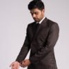 Chocolate Brown Pinstripe Double Breasted Blazer