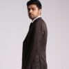 Chocolate Brown Pinstripe Double Breasted Blazer