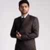 Chocolate Brown Pinstripe Double Breasted Blazer
