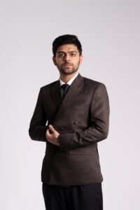 Chocolate Brown Pinstripe Double Breasted Blazer