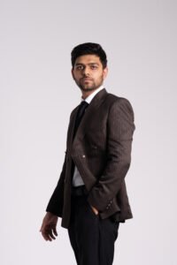 Chocolate Brown Pinstripe Double Breasted Blazer