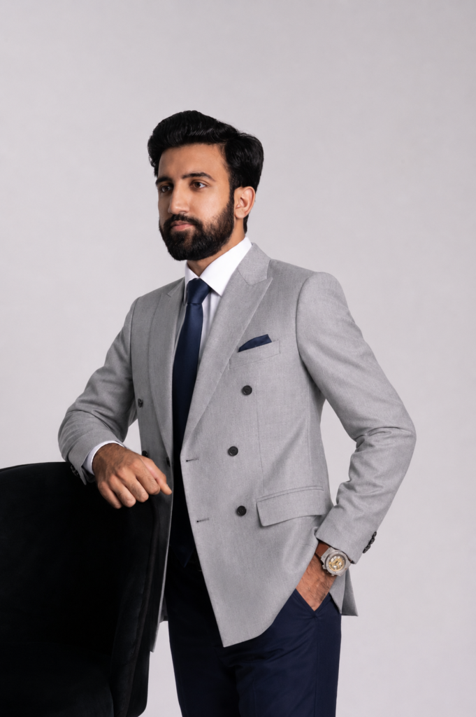 Grey Double Breasted Blazer