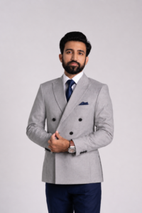 Grey Double Breasted Blazer